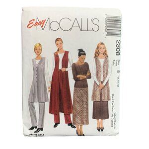 McCalls Easy Sewing Pattern 2308 - Womens Vest Shirt Pants Skirt Size 8-10-12